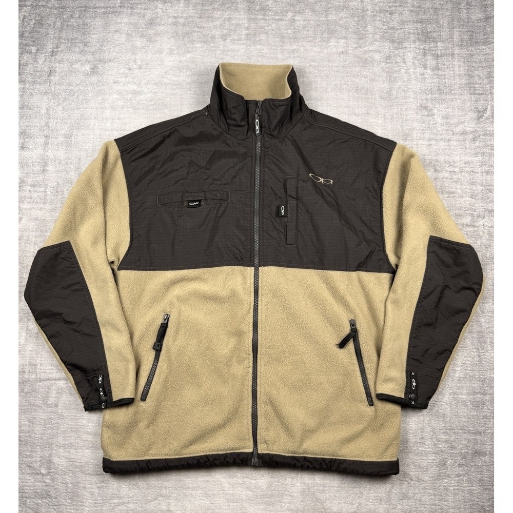 VTG OP Ocean Pacific Jacket Mens Medium Beige Fleece Denali Style Y2K‎ Outdoors